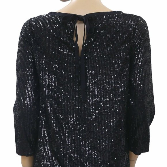 Semicouture Sequin Embellished Blouse Top Cocktail Evening Black S - Picture 7 of 7